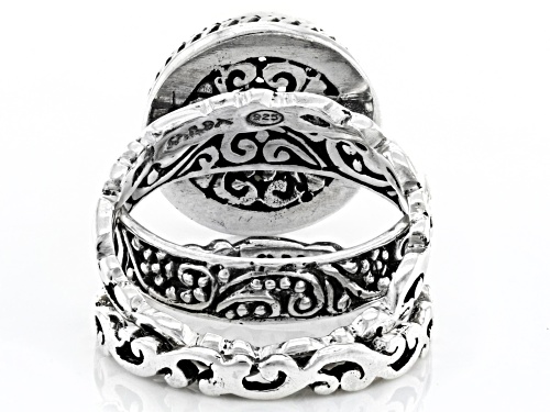Artisan Collection of Bali™ 3.49ct Prasiolite Silver Stackable Set of 3 Rings - Size 7
