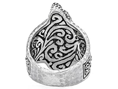 Artisan Collection of Bali™ 24x10mm Carved Mother-Of-Pearl Angel Wing Silver Ring - Size 7