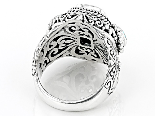 Artisan Collection of Bali™ 3.58ctw Prasiolite & Bali Crush™ Topaz Silver Ring - Size 7