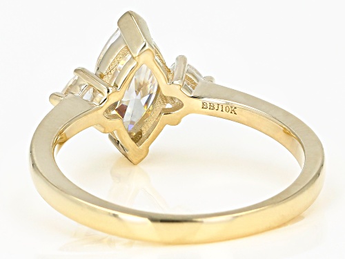 1.25ct Marquise Cut Strontium Titanate and .31ctw Heart Zircon 10K Yellow Gold Ring - Size 8