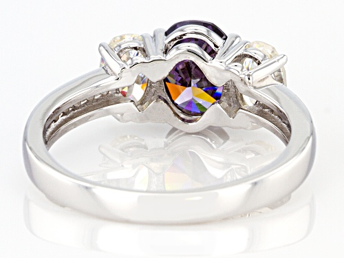2.50ctw Purple and White Strontium Titanate and .11ctw White Zircon 10K White Gold Ring - Size 6