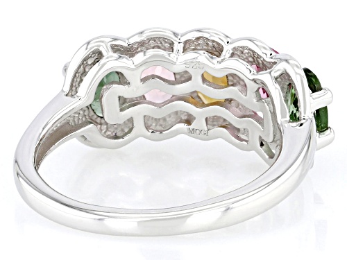 2.11ctw Oval Multi-Tourmaline Rhodium Over Sterling Silver Ring - Size 6