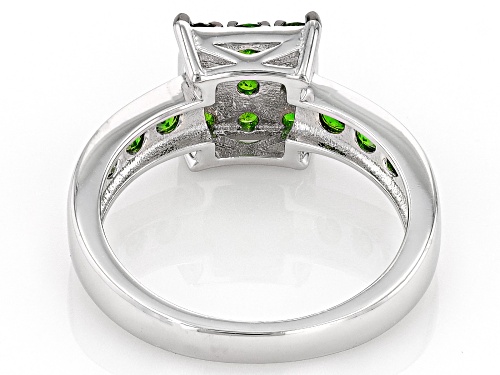 0.90ctw Round Chrome Diopside Rhodium Over Sterling Silver Ring - Size 7