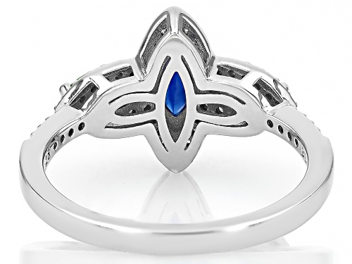 .68ct Nepalese Kyanite, .32ctw Mint Tsavorite With .22ctw White Zircon Rhodium Over Silver Ring - Size 10