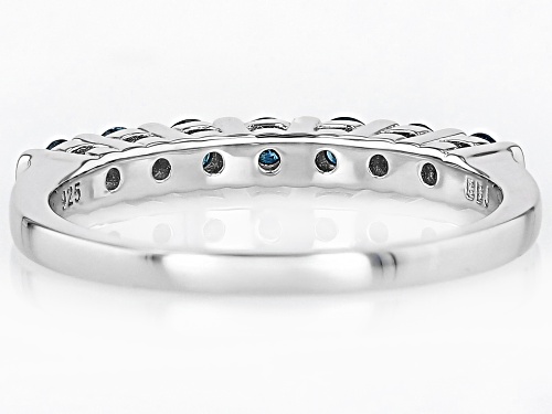 0.35ctw Round Blue Diamond Rhodium Over Sterling Silver Band Ring - Size 5