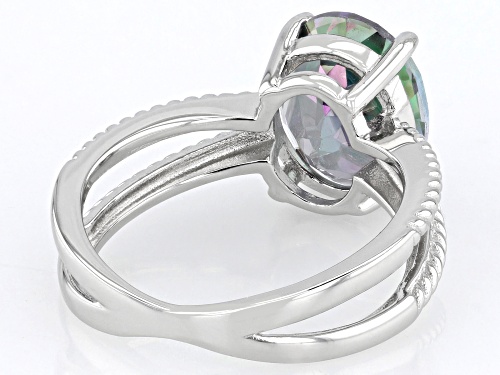 3.85ctw Mystic Fire® Green Topaz Rhodium Over Sterling Silver Ring - Size 6