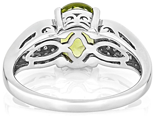 1.74ct Oval Manchurian Peridot™ With 0.17ctw White Zircon Rhodium Over Sterling Silver Ring - Size 9
