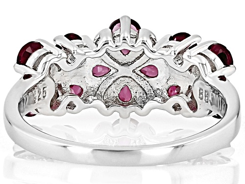 2.04ctw Pear shape Raspberry Rhodolite Rhodium Over Sterling Silver Ring - Size 8