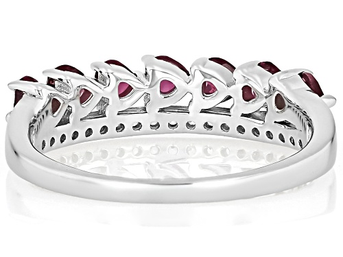 0.90ctw Heart Raspberry Rhodolite With .18ctw White Zircon Rhodium Over Silver Band Ring - Size 7