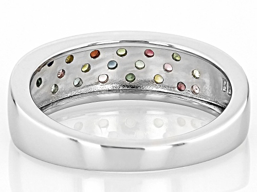 0.50ctw Round Multi-Tourmaline Rhodium Over Sterling Silver Band Ring - Size 7