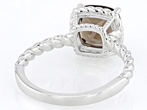 1.70ct Cushion Smoky Quartz Rhodium Over Sterling Silver Solitaire Ring - Size 10