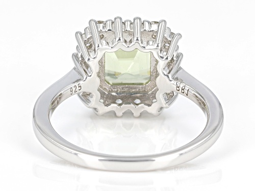1.28ct Square Octagonal Canary Apatite With 0.60ctw White Zircon Rhodium Over Silver Ring - Size 9