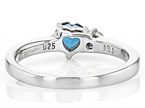 0.45ct Heart London Blue Topaz With 0.12ctw White Topaz Rhodium Over Sterling Silver Heart Ring - Size 9
