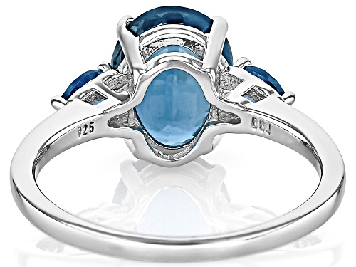 2.75ct Kyanite With 0.31ctw London Blue Topaz Rhodium Over Sterling Silver 3-Stone Ring - Size 9