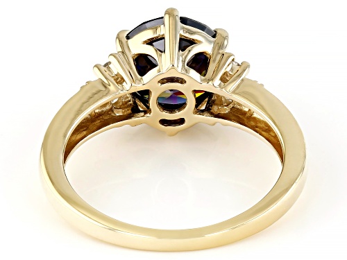 3.50ct Purple Strontium Titanate With 0.16ctw White Diamond 10k Yellow Gold Ring - Size 6