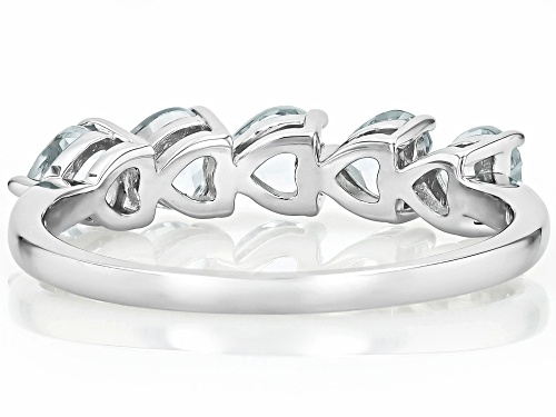 0.85ctw Heart Aquamarine Rhodium Over Sterling Silver Band Ring - Size 8