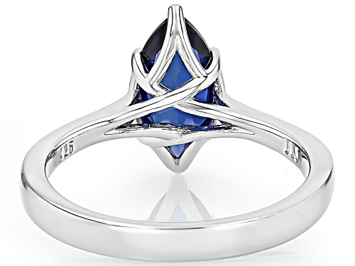 1.73ct Marquise Lab Created Blue Sapphire Rhodium Over Sterling Silver Solitaire Ring - Size 10