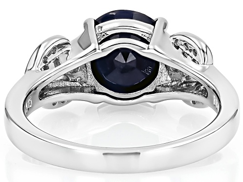 2.66ct Blue Sapphire With 0.12ctw Lab Created White Sapphire Rhodium Over Sterling Silver Ring - Size 10