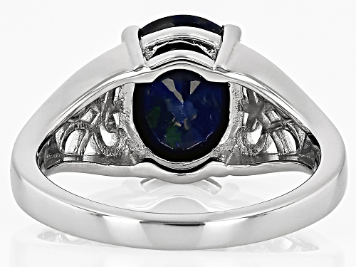 3.40ct Sapphire Rhodium Over Sterling Silver Solitaire Ring - Size 7