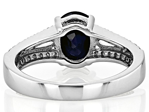 1.80ct Sapphire with 0.30ctw Lab Created White Sapphire Rhodium Over Sterling Silver Ring - Size 6