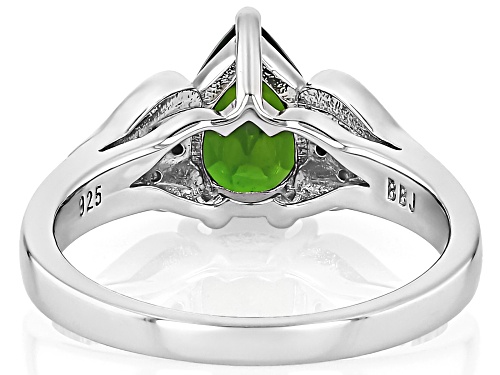 1.15ct Chrome Diopside With 0.05ctw White Zircon Rhodium Over Sterling Silver Ring - Size 6