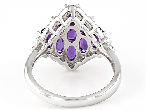 1.61ctw African Amethyst with 0.23ctw White Zircon Rhodium Over Sterling Silver Ring - Size 9