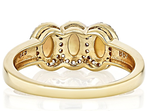 5x3mm Honey Color Ethiopian Opal, 0.28ctw White Zircon 18k Yellow Gold Over Sterling Silver Ring - Size 8