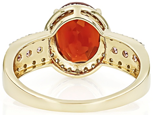 2.68ct Hessonite Garnet, 0.24ctw Color Shift Garnet With 0.13ctw White Diamond 10k Yellow Gold Ring - Size 7