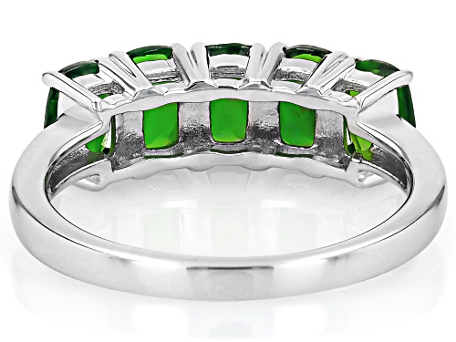 1.90ctw Rectangular Cushion Chrome Diopside Rhodium Over Sterling Silver 5-Stone Ring - Size 6