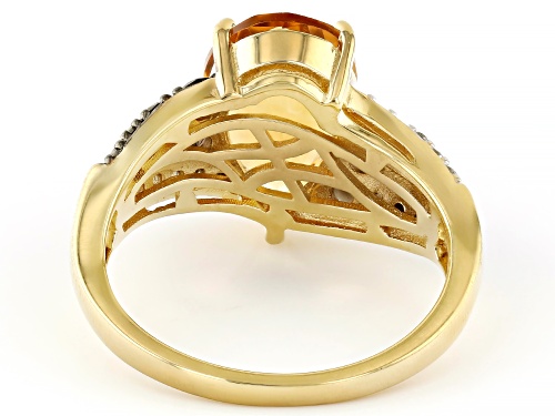 1.98ct Citrine With 0.32ctw Smoky Quartz & 0.09ctw White Zircon 18k Yellow Gold Over Silver Ring - Size 9