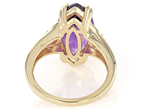 4.50ct African Amethyst With 0.03ctw White Zircon 18k Yellow Gold Over Sterling Silver Ring - Size 7