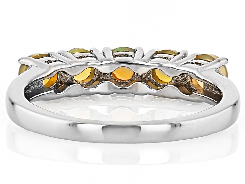 0.60ctw Honey Color Ethiopian Opal Rhodium Over Sterling Silver Ring - Size 7