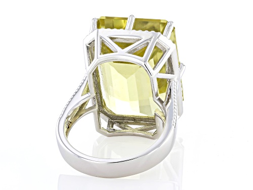 22.19ct Canary Quartz Rhodium Over Sterling Silver Ring - Size 6