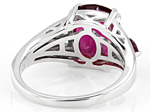 2.80ct Lab Created Bixbite with 0.47ctw Rhodolite and Black Spinel Rhodium Over Sterling Silver Ring - Size 6