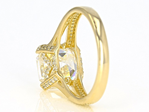 5.56ct Strontium and .66ctw White Zircon 18K Yellow Gold Over Silver Ring - Size 7