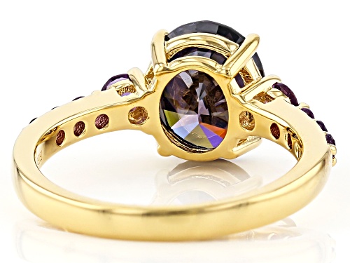3.25ct Oval Strontium Titanate and .37ctw African Amethyst 18K Gold Over Silver Ring - Size 8