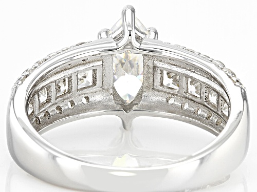 1.25ct Marquise Cut Strontium Titanate & White Zircon Rhodium Over Silver Ring - Size 7