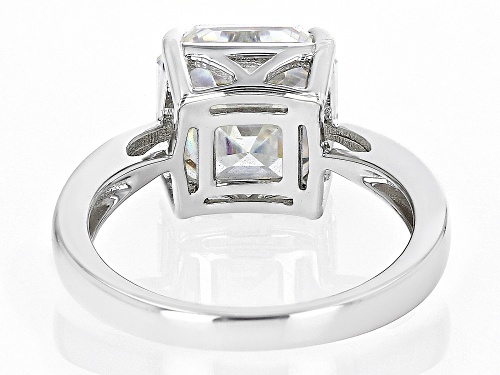 6.25ct Asscher Cut Strontium Titanate Rhodium Over Silver Ring - Size 9