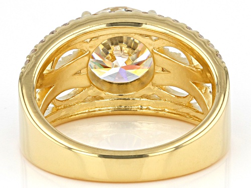 3.50CT STRONTIUM TITANATE & WHITE ZIRCON 18K YELLOW GOLD OVER SILVER RING - Size 6