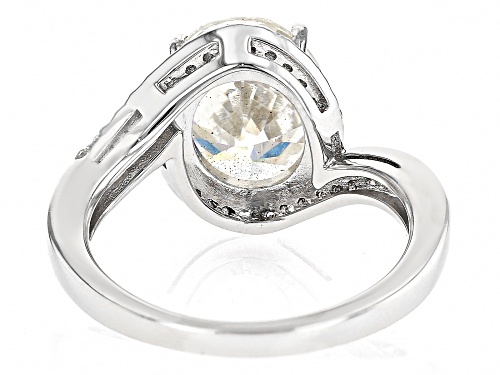 4.25ct Oval Strontium Titanate & White Zircon Rhodium Over Silver Ring - Size 6