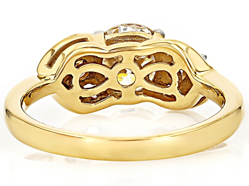 2.23CTW ROUND STRONTIUM TITANATE & ZIRCON 18K YELLOW GOLD OVER SILVER RING - Size 9