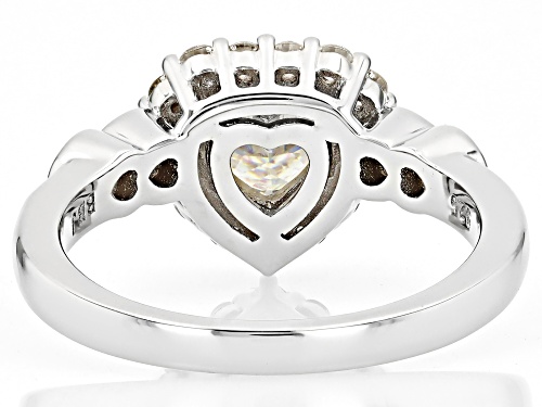 1.40CT HEART SHAPE STRONTIUM TITANATE WITH 0.68CTW WHITE ZIRCON RHODIUM OVER SILVER RING - Size 9