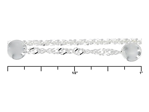 Sterling Silver Two-Strand Diamond Cut And Singapore Bead Necklace 18 Inch With 2 Inch Extender - Size 18