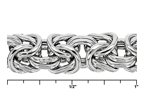 Rhodium Over Sterling Silver 8MM Domed Polished Bold Byzantine Bracelet - Size 7