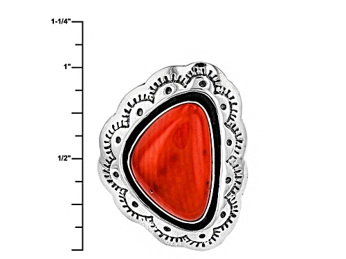 Southwest Style By Jtv™ 18x12mm Fancy Cabochon Red Coral Sterling Silver Solitaire Ring - Size 6