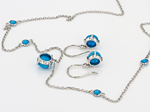 Southwest Style By Jtv™ Sleeping Beauty Turquoise Rhodium Over Silver Necklace & Dangle Earring Set