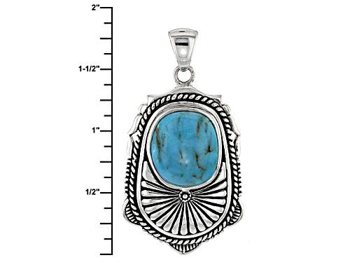 Southwest Style By Jtv™ 15x13mm Fancy Cabochon Turquoise Sterling Silver Solitaire Pendant