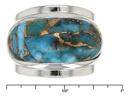 Southwest Style By JTV™ Fancy Cabochon Mohave Kingman Turquoise Sterling Silver Band Ring - Size 11