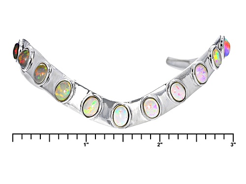 Southwest Style By Jtv™ 4.86ctw 7x5mm Oval Ethiopian Opal Sterling Silver Cuff Bracelet - Size 8