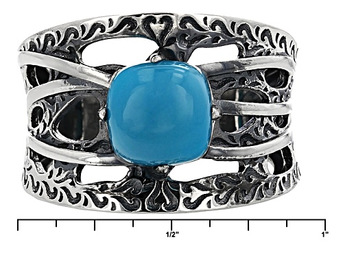 Southwest Style By Jtv™ 8mm Square Cushion Sleeping Beauty Turquoise Silver Solitaire Ring - Size 12